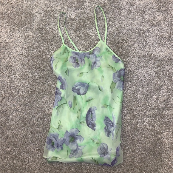 Lime Green & Purple Polyester Floral blouse sz M - Picture 4 of 13